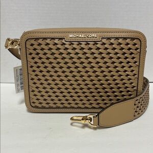Michael Kors Tan Woven Crossbody Bag